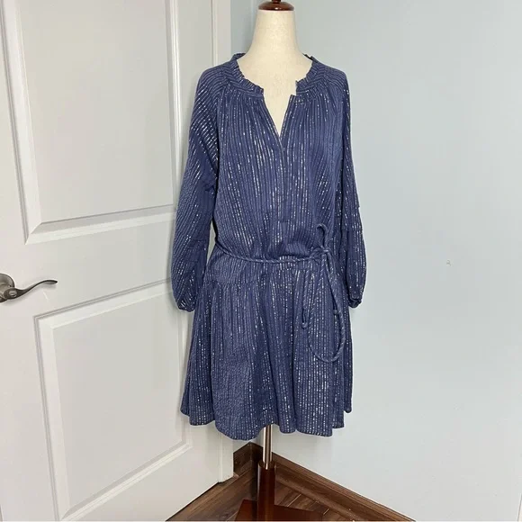 Apiece Apart Laguna mini dress in silver lurex stripes size M - Picture 4 of 13